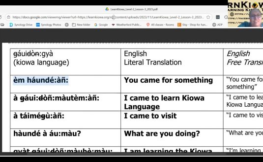 Kiowa Language Community Session #4 Fall 2025 – September 21