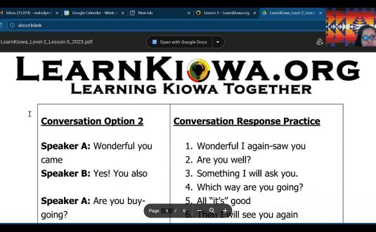 Kiowa Language Community Session #7 Fall 2025 – November 16